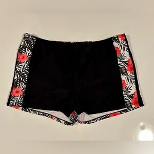 🔥Floral Black Swim Shorts, Women's 5XL